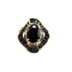 10K Gold Ballerina Sapphire Ring w/.Diamonds - Size 7
